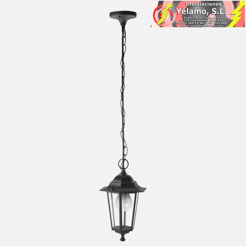 COLGANTE EXTERIOR ALUMINIO AURIGA 1xE27 NEGRO REGx17x17cm IP44