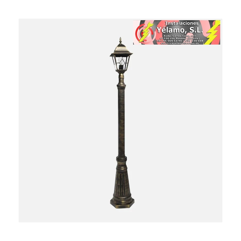 FAROLA EXTERIOR ALUMINIO BOOTES 1xE27 NEGRO/ORO IP44 220x18x18cm