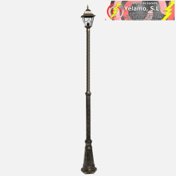 FAROLA EXTERIOR ALUMINIO BOOTES 1xE27 NEGRO/ORO IP44 220x18x18cm