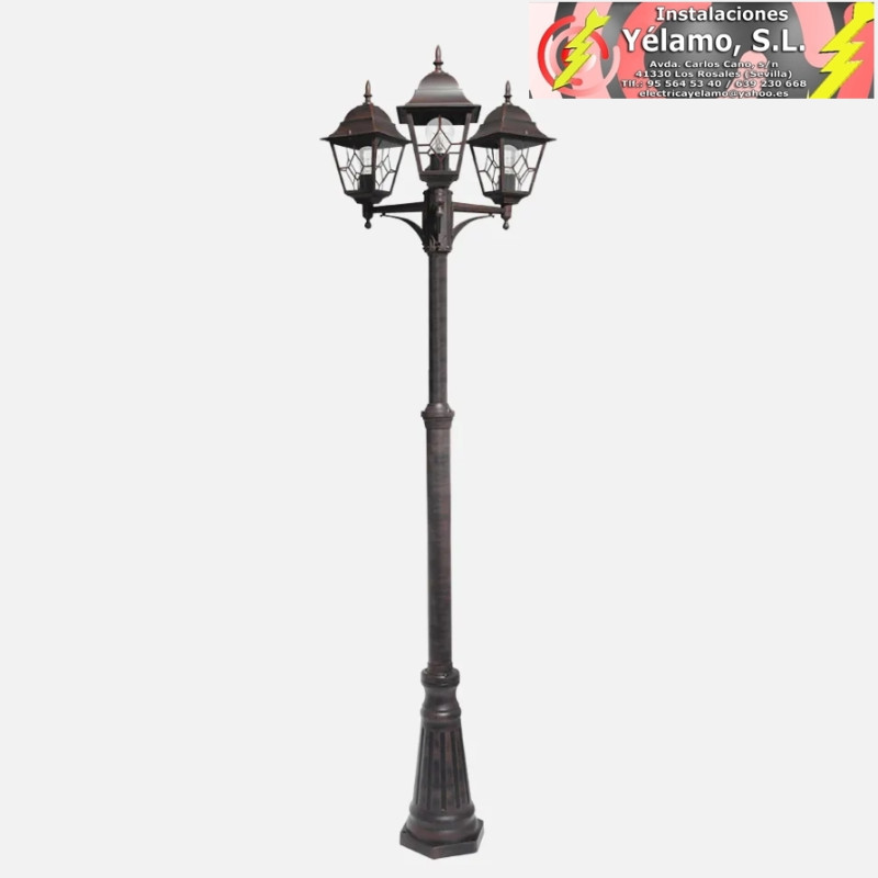FAROLA EXTERIOR ALUMINIO BOOTES 3xE27 MARRÓN IP44 228x62x62cm