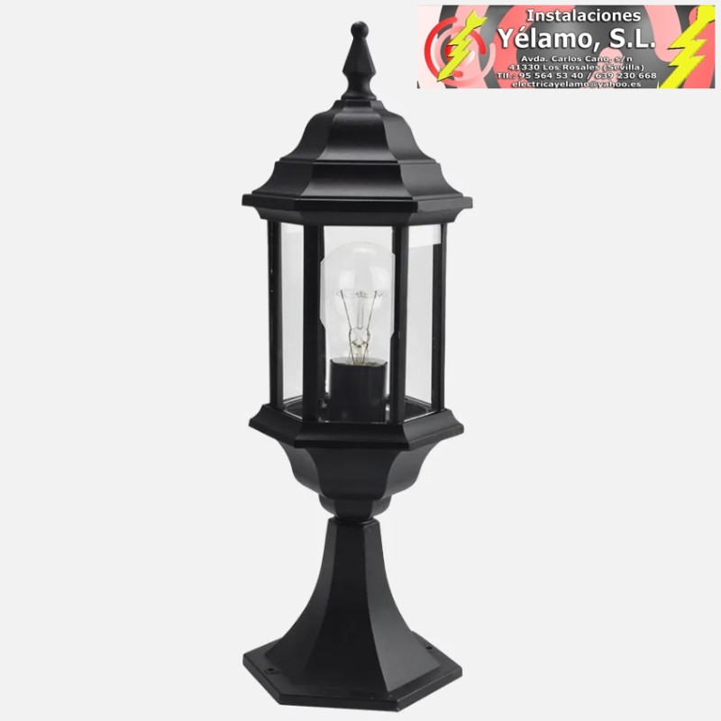 SOBREMURO EXTERIOR ALUMINIO POLLUX 1xE27 NEGRO 48,5x17x17cm IP44