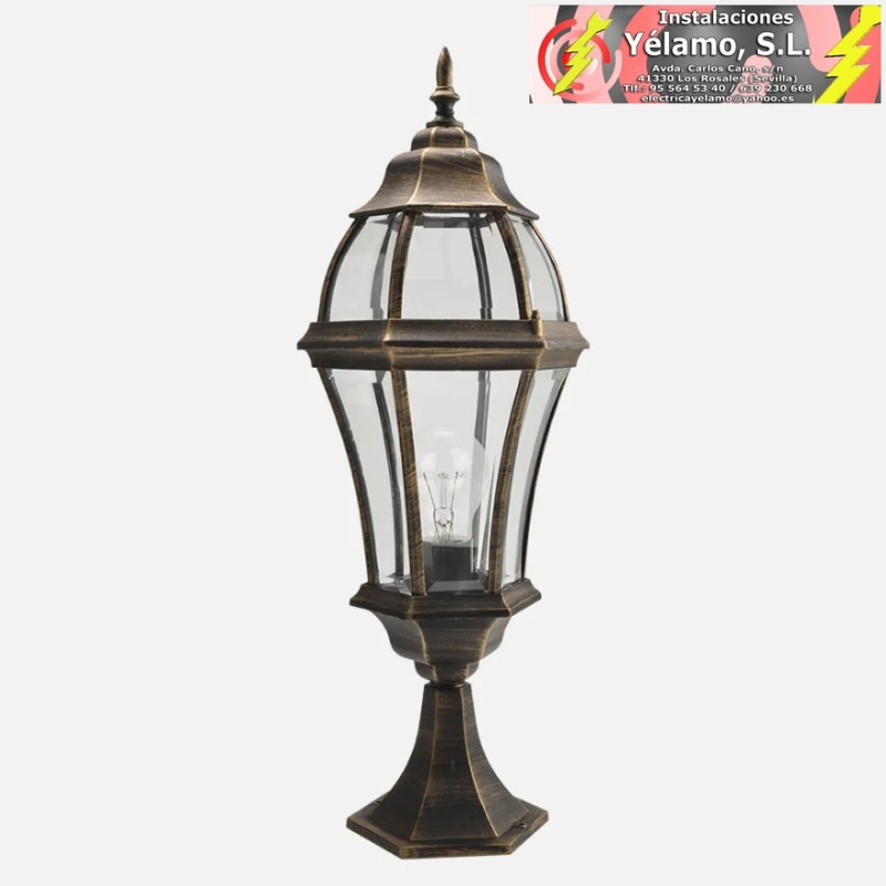 SOBREMURO EXTERIOR ALUMINIO BECRUX 1xE27 NEGRO/ORO 64,5x21x21cm IP44