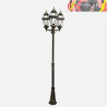 FAROLA EXTERIOR ALUMINIO BECRUX 3xE27 NEGRO/ORO 234x60x60cm REGULABLE EN ALTURA IP44