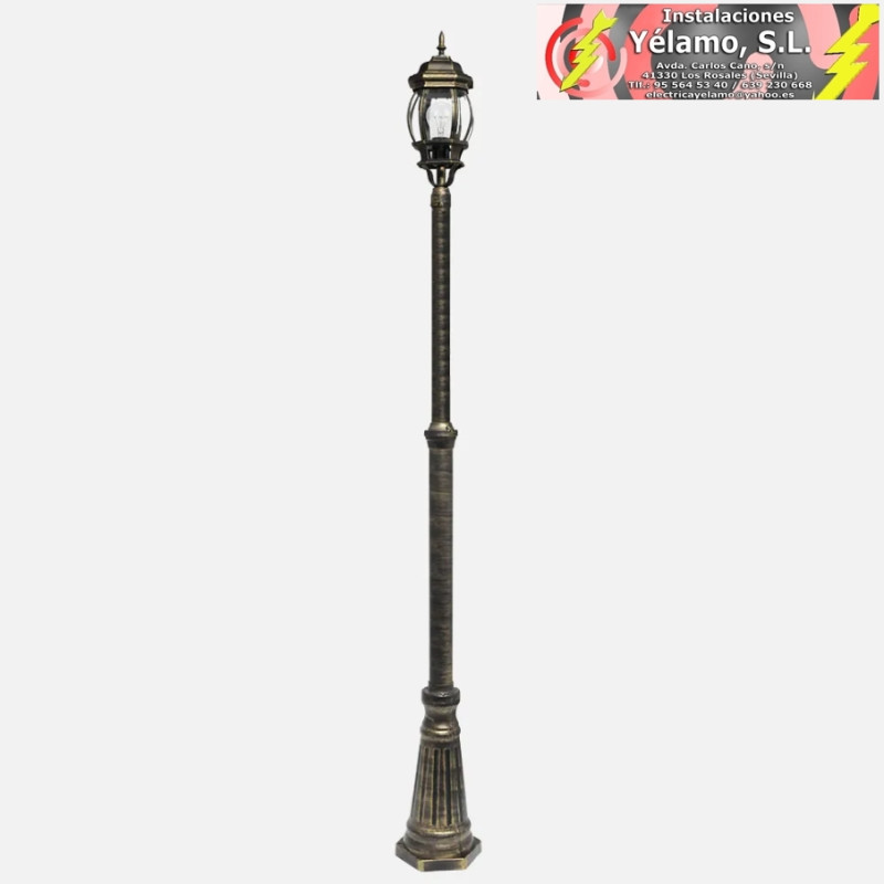 FAROLA EXTERIOR ALUMINIO CAELUM 1xE27 NEGRO/ORO IP44 228x18x18cm