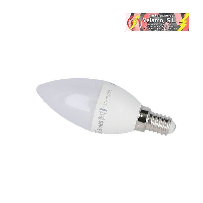 BOMBILLA LED 5W E-14 VELA 6400K