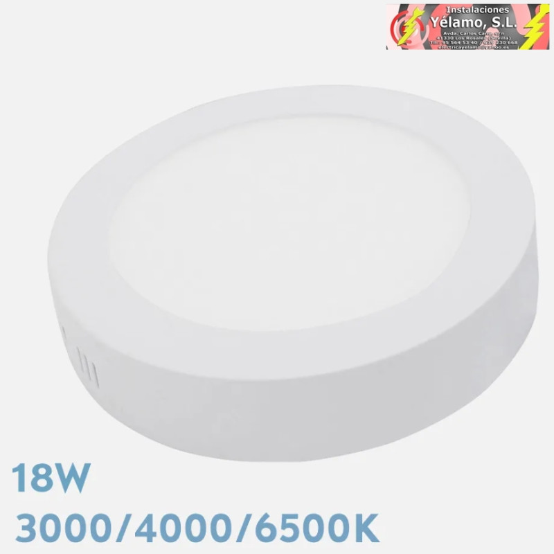 DOWNLIGHT LED 18W REDONDO SUPERFICIE BLANCO 3000-4000-6500K