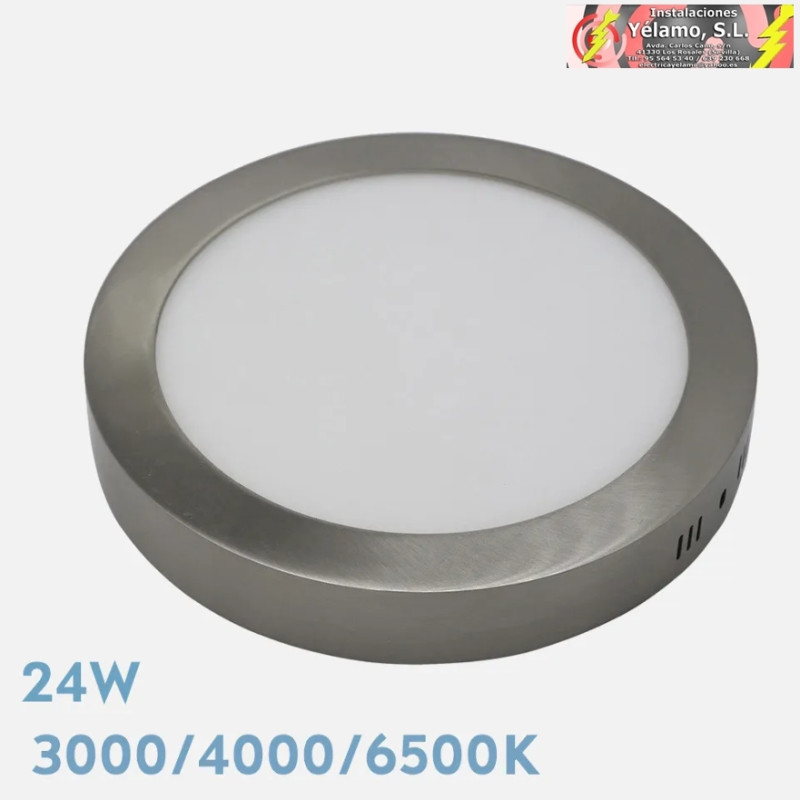 DOWNLIGHT LED 24W REDONDO SUPERFICIE NIQUEL 3000K 4000K 6500K