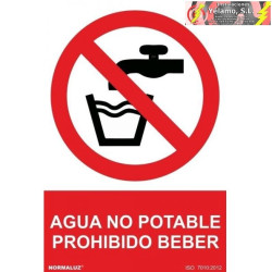 SEÑAL PROHIBIDO BEBER AGUA...