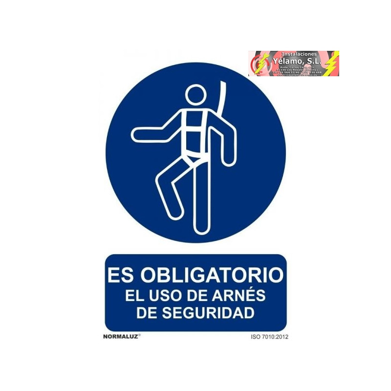 SEÑAL USO OBLIGATORIO DEL ARNÉS DE SEGURIDAD