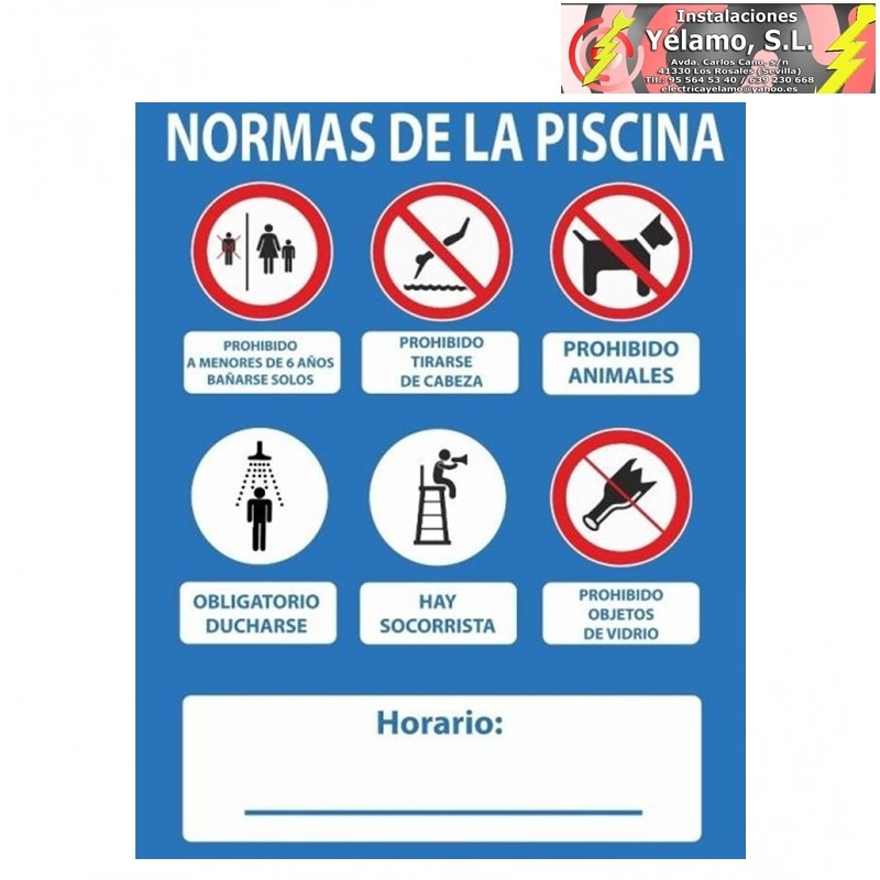 SEÑAL NORMAS DE LA PISCINA